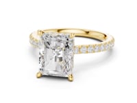 Radiant Double Hidden Halo Pave Engagement Ring - Gold