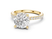 Round Double Hidden Halo Pave Engagement Ring - Gold