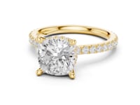 Cushion Double Hidden Halo Pave Engagement Ring - Gold