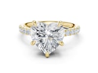 Heart Crown Hidden Halo Pave Engagement Ring - Gold