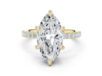 Marquise Crown Hidden Halo Pave Engagement Ring - Gold