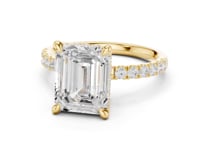 Emerald Crown Hidden Halo Pave Engagement Ring - Gold