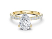 Pear Compass Hidden Halo Pave Engagement Ring - Gold