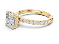 Cushion Compass Hidden Halo Pave Engagement Ring - Gold