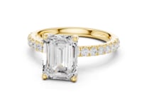 Emerald Compass Hidden Halo Pave Engagement Ring - Gold