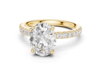 Oval Compass Hidden Halo Pave Engagement Ring - Gold