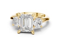 Emerald Classic Three Stone Engagement Ring - Gold