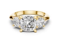 Cushion Classic Three Stone Engagement Ring - Gold