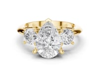 Pear Classic Three Stone Engagement Ring - Gold