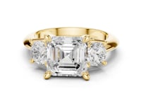 Asscher Classic Three Stone Engagement Ring - Gold