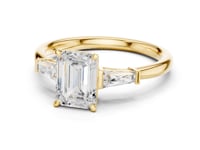 Emerald Classic Tapered Baguette Three Stone Engagement Ring - Gold