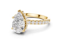 Pear Classic Hidden Halo Pave Engagement Ring - Gold