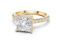 Princess Classic Hidden Halo Pave Engagement Ring - Gold