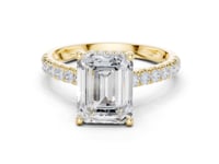 Emerald Classic Hidden Halo Pave Engagement Ring - Gold