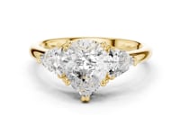 Pear Bold Trillion Three Stone Engagement Ring - Gold