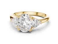 Oval Bold Trillion Three Stone Engagement Ring - Gold