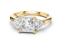 Princess Bold Trillion Three Stone Engagement Ring - Gold