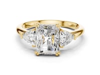 Radiant Bold Trillion Three Stone Engagement Ring - Gold