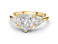 Heart Bold Trillion Three Stone Engagement Ring - Gold
