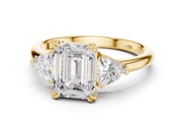 Emerald Bold Trillion Three Stone Engagement Ring - Gold