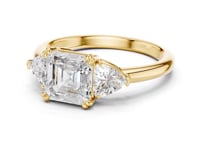 Asscher Bold Trillion Three Stone Engagement Ring - Gold