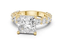 Princess Bold Shared-Prong Accent Engagement Ring - Gold