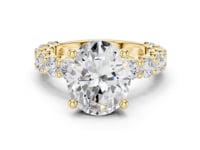 Oval Bold Shared-Prong Accent Engagement Ring - Gold