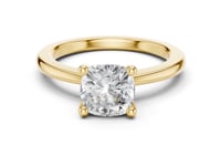 Cushion Flat-Edge Solitaire Engagement Ring - Gold
