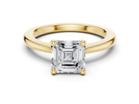 Asscher Flat-Edge Solitaire Engagement Ring - Gold