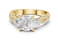 Round Twist Three Stone Engagement Ring - Gold