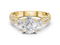 Pear Twist Three Stone Engagement Ring - Gold