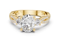 Oval Twist Three Stone Engagement Ring - Gold