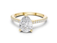 Pear Classic Pave Engagement Ring - Gold