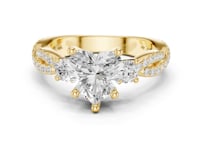 Heart Twist Three Stone Engagement Ring - Gold
