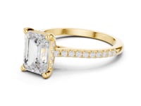Emerald Classic Pave Engagement Ring - Gold