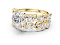 Cushion Marquise Cluster Bridal Set - Gold