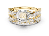 Asscher Marquise Cluster Bridal Set - Gold