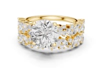 Round Marquise Cluster Bridal Set - Gold