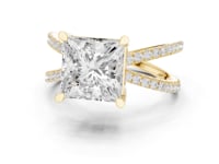Princess Crossover Pave Engagement Ring - Gold