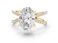 Oval Crossover Pave Engagement Ring - Gold