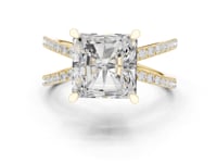 Radiant Crossover Pave Engagement Ring - Gold