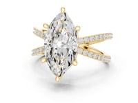 Marquise Crossover Pave Engagement Ring - Gold
