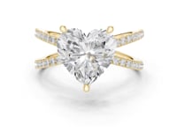 Heart Crossover Pave Engagement Ring - Gold