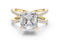 Asscher Crossover Pave Engagement Ring - Gold