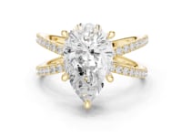 Pear Crossover Pave Engagement Ring - Gold