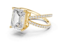 Emerald Crossover Pave Engagement Ring - Gold