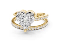 Heart Asymmetric Crossover Pave Ring - Gold