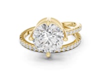 Round Asymmetric Crossover Pave Ring - Gold
