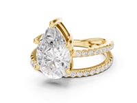 Pear Asymmetric Crossover Pave Ring - Gold