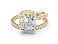 Cushion Asymmetric Crossover Pave Ring - Gold